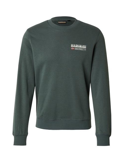 NAPAPIJRI Sweatshirt 'B-KASBA'  mørkegrøn / hvid