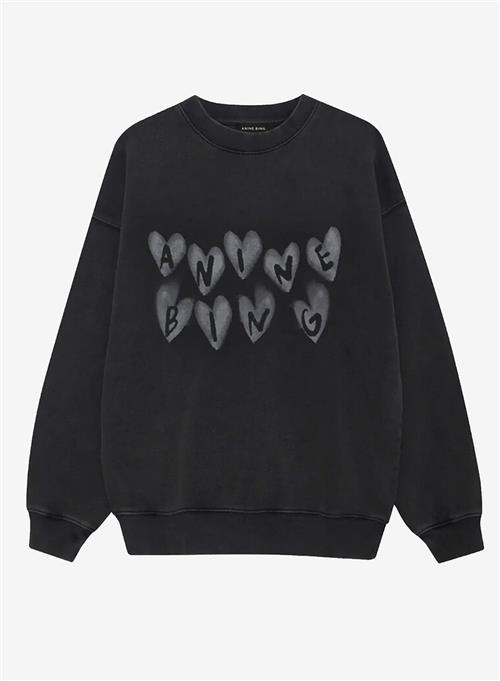 Se Anine Bing Spencer Sweatshirt Hearts Washed Black ved Number Nine