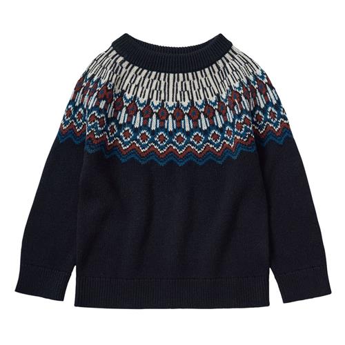 FUB Fair Isle Strikket Trøje Dark Navy | Marine blå | 120 cm