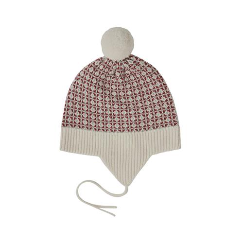 Se FUB Nordisk mønstret babyhue i Ecru/Clay/Misty Green 74/80 cm  Creme  74/80 cm  Unisex ved Babyshop