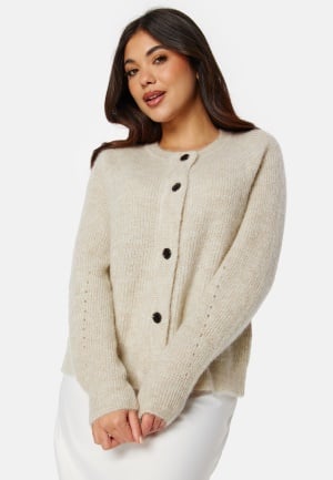 Se SELECTED FEMME Slflulu LS knit short cardigan Birch Detail:Melange Birch Detail:MELANGE - XXL ved Bubbleroom