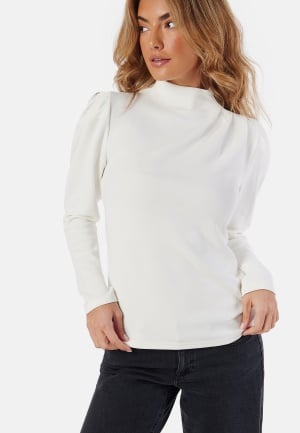 Se SELECTED FEMME Fenja LS T-Neck Top Snow White XXL ved Bubbleroom