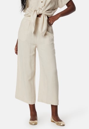 Se Pieces Pcvinsty HW Linen Culotte Oatmeal L ved Bubbleroom