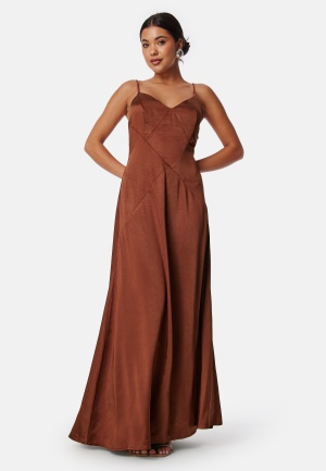 Bubbleroom Occasion Satin Strap Gown Rust 34