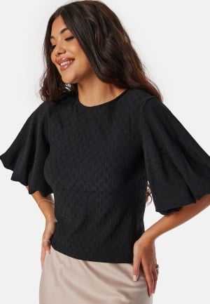 Se BUBBLEROOM Volume Sleeve Blouse Black XL ved Bubbleroom