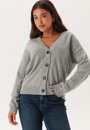 Se GANT Superfine Lambswool Cardigan Grey Melange XXL ved Bubbleroom