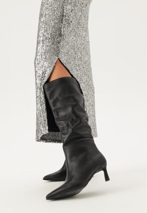 Se Steve Madden Lavan High Boots BLACK LEATHER 40 ved Bubbleroom