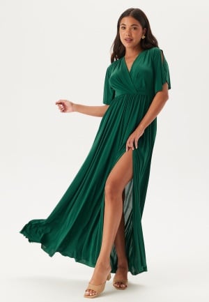 Se Bubbleroom Occasion Butterfly Sleeve Soft Gown Emerald green XL ved Bubbleroom