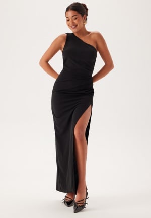 Bubbleroom Occasion One Shoulder Maxi Dress Black XS