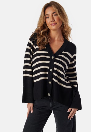 Se Object Collectors Item Objester L/S Cardigan Black Stripes:Sandshell XL ved Bubbleroom