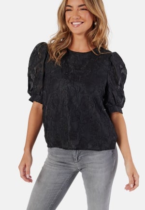 Se Pieces Pcnala 2/4 JAQUARD TOP JAQUARD Black XL ved Bubbleroom