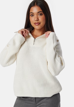 SELECTED FEMME Slfbloomie Ls Knit Half Zip Snow White L