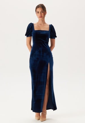 Se John Zack Velvet Puff Sleeve Maxi With S Navy XXL (UK18) ved Bubbleroom