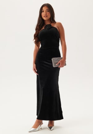 Se YAS Yasrosetta Strap Long Dress Black L ved Bubbleroom