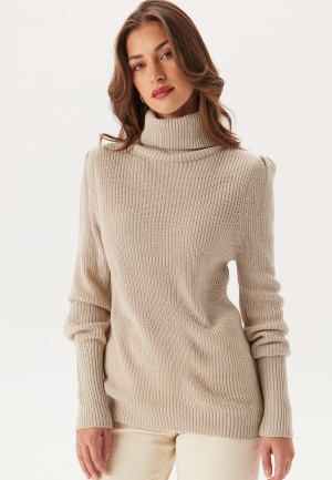 Se VILA Vilou New Rollneck L/S KNIT TO Feather Gray XXL ved Bubbleroom