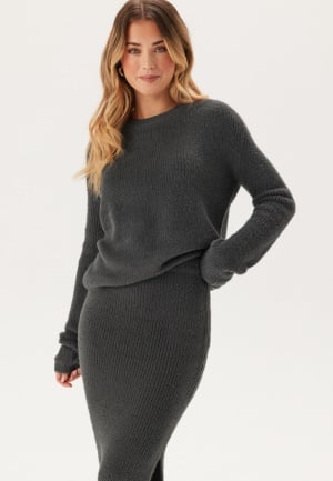 Se VERO MODA Vmpuff Ls O-neck Pullover Boo Asphalt XL ved Bubbleroom