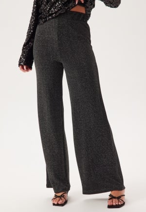 Se Pieces Pclina Hw Wide Pants  Black XL ved Bubbleroom