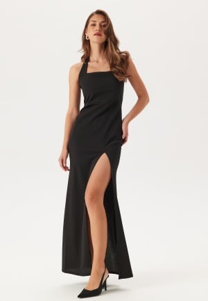 Se John Zack Halter Neck Maxi Dress With Split Black XXL (UK18) ved Bubbleroom