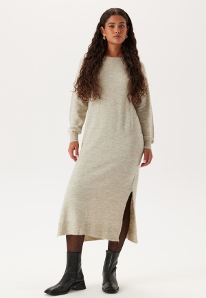 VERO MODA Vmlefile Ls Boatneck Calf Dress Birch Detail:w Melange L