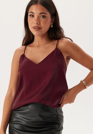 BUBBLEROOM  V-neck Shimmer Strap Singlet  Burgundy XS