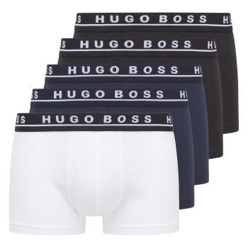 BOSS 5P Cotton Boxer Trunks A Sort/Blå bomuld Large Herre