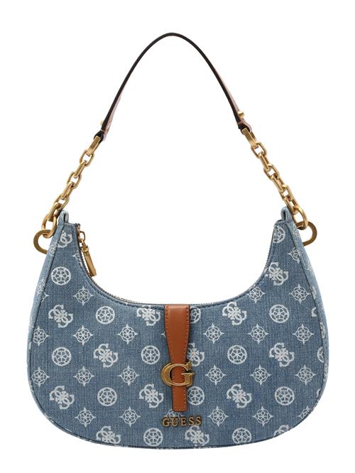 GUESS Skuldertaske 'KUBA'  blue denim / kastaniebrun / hvid