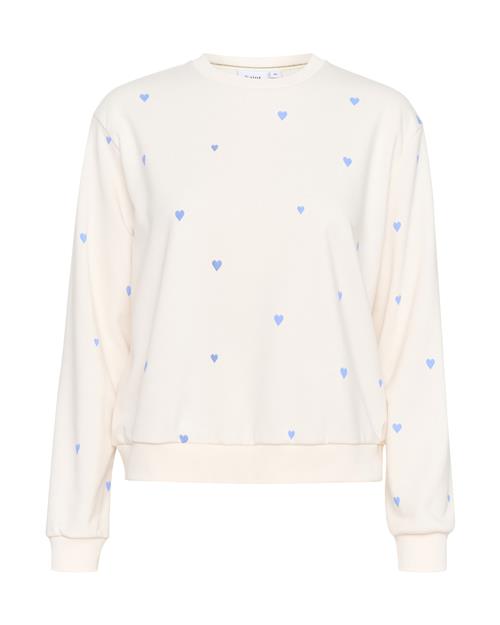 Se SAINT TROPEZ Sweatshirt 'Dagna'  lyseblå / naturhvid ved About You