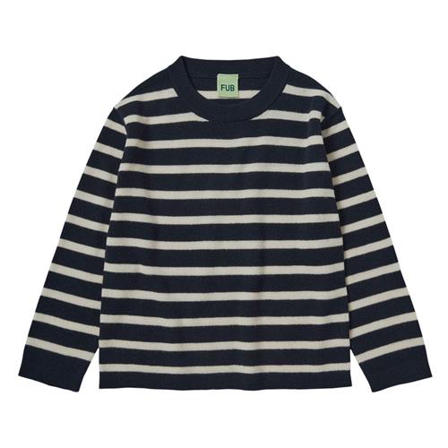 FUB Stribet langærmet T-shirt Dark Navy/Ecru | Marine blå | 90 cm