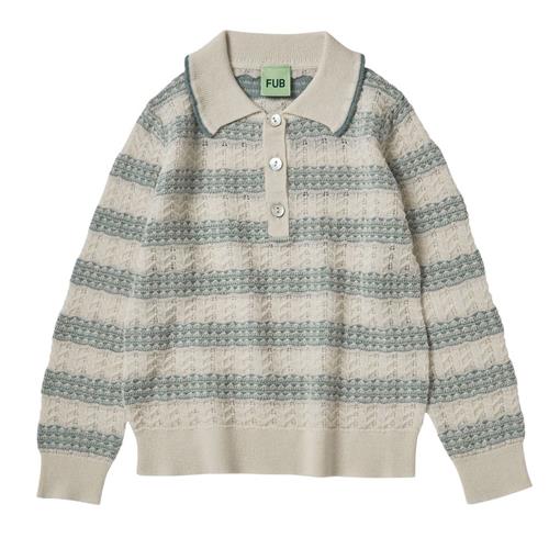 FUB Pointelle Polo Ecru/Misty Green |  | 130 cm