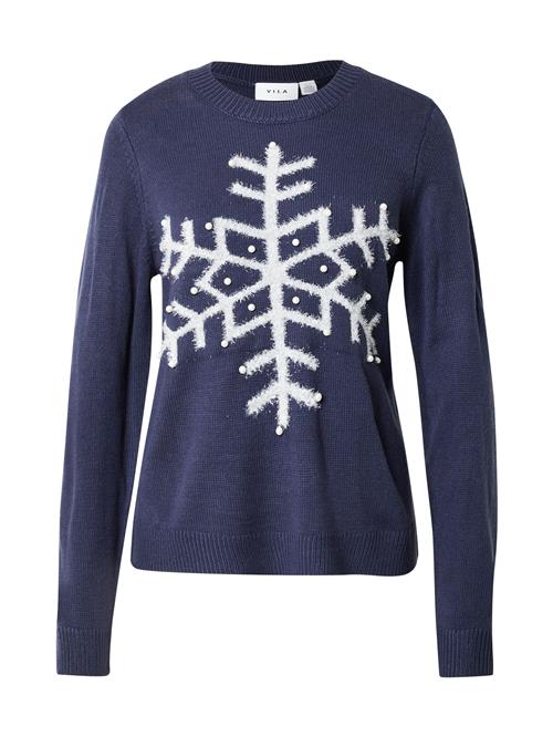 VILA Pullover 'VISNOWFLAKE'  navy / hvid