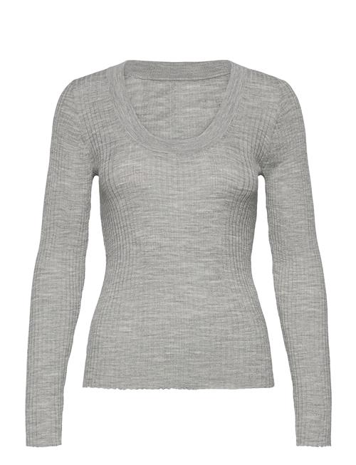 Slfcosta New Ls Knit Deep U-Neck Selected Femme Grey