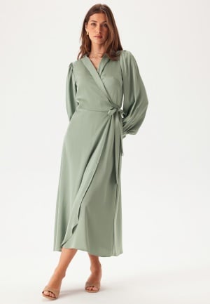 VILA Vienna Ravenna L/S Ankle Wrap Dress Green Milieu 34