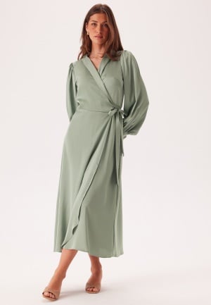 VILA Vienna Ravenna L/S Ankle Wrap Dress Green Milieu 36