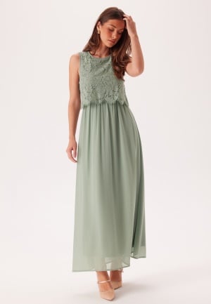 Se VILA Vimilina Lace Dress  Green Milieu 44 ved Bubbleroom