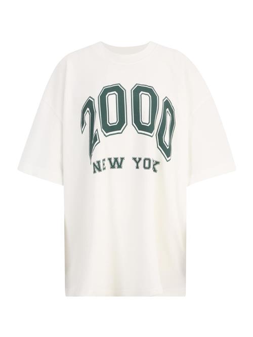 TOPSHOP Oversized bluse '2000 New York'  grøn / hvid