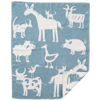 Se Klippan Yllefabrik Farm Tæppe Blåt One Size  Blå  One Size  unisex ved Babyshop