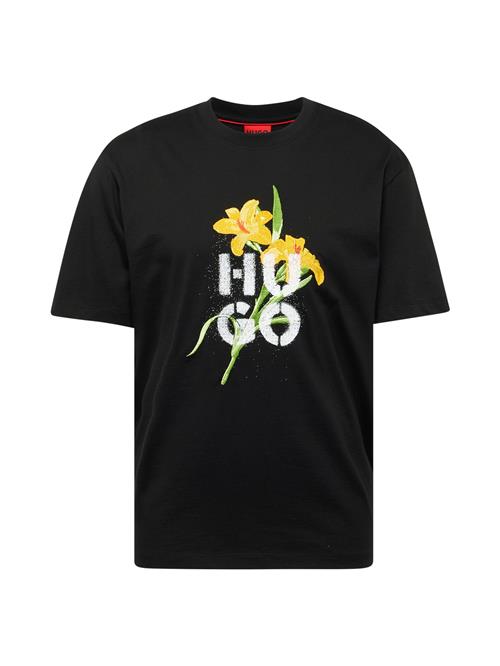 HUGO Bluser & t-shirts 'Dilablumi'  gul / grøn / sort / hvid