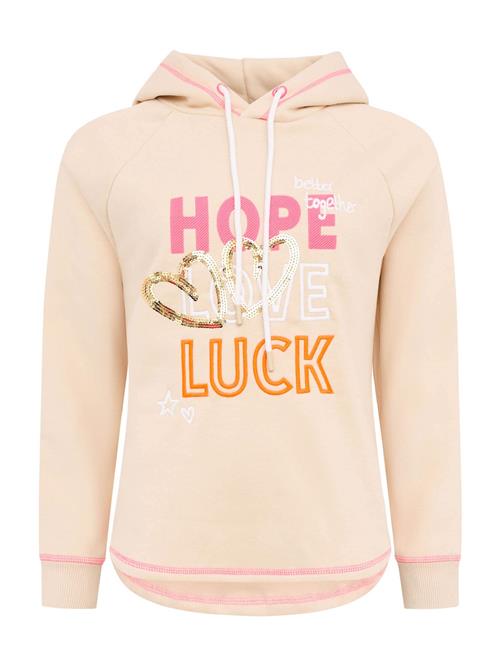 Zwillingsherz Sweatshirt 'Hope Love Luck'  beige / orange / pink / hvid