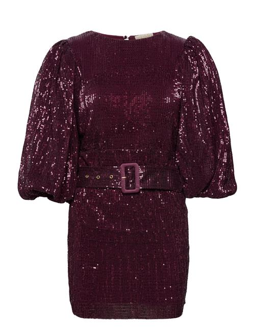 by Ti Mo Sequins Puff Sleeve Mini Dress By Ti Mo Burgundy