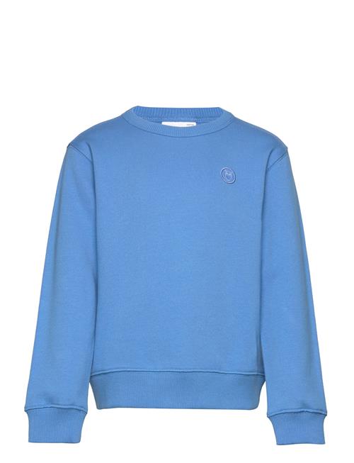 Knowledge Cotton Apparel Regular Badge Crew Neck Sweat - Got Knowledge Cotton Apparel Blue