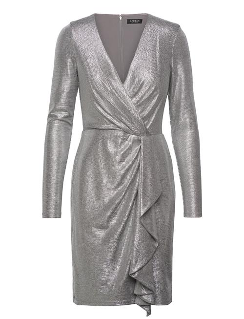 Lauren Ralph Lauren Metallic Knit Surplice Cocktail Dress Lauren Ralph Lauren Silver