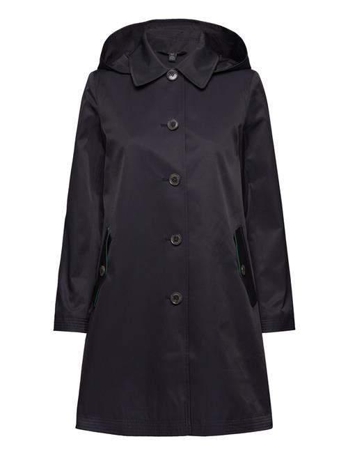 Lauren Ralph Lauren Hooded Cotton-Blend Balmacaan Coat Lauren Ralph Lauren Navy