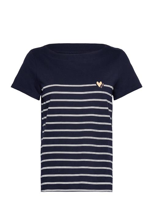 Tom Tailor T-Shirt Boat Neck Stripe Tom Tailor Navy