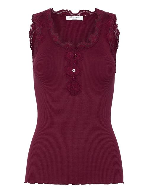 Rosemunde Silk Top W/ Button & Lace Rosemunde Red