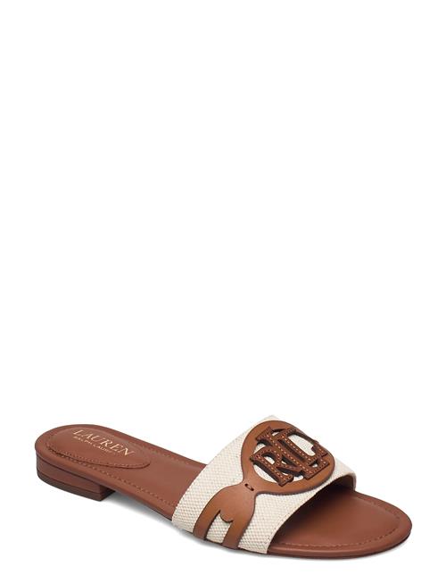 Lauren Ralph Lauren Alegra Canvas-Leather Slide Sandal Lauren Ralph Lauren Beige