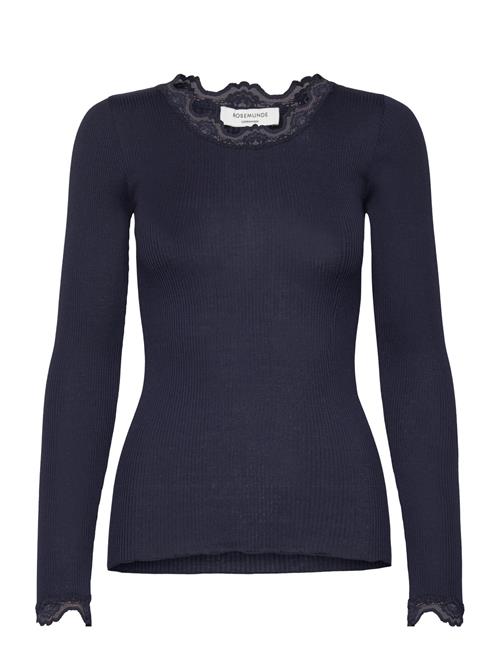 Rwbabette Silk Ls Lace T-Shirt Rosemunde Navy