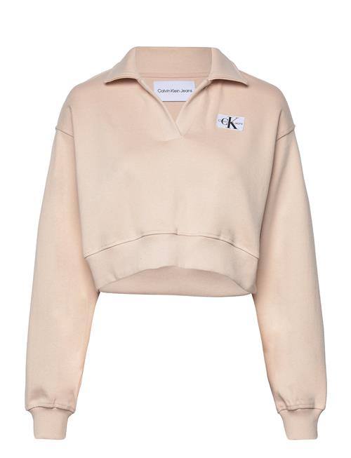 Calvin Klein Jeans Label Polo Collar Sweatshirt Calvin Klein Jeans Beige