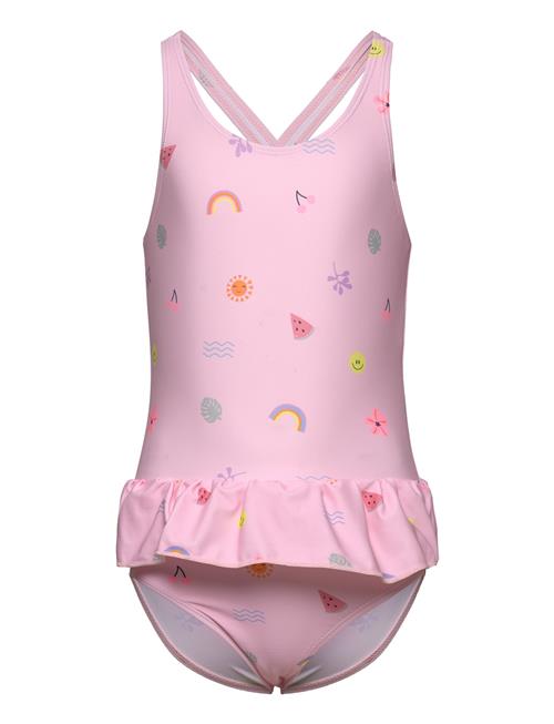 Color Kids Swimsuit W. Skirt, Aop Color Kids Pink