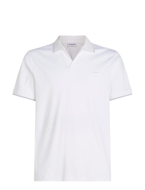 Calvin Klein Smooth Cotton Open Placket Polo Calvin Klein White