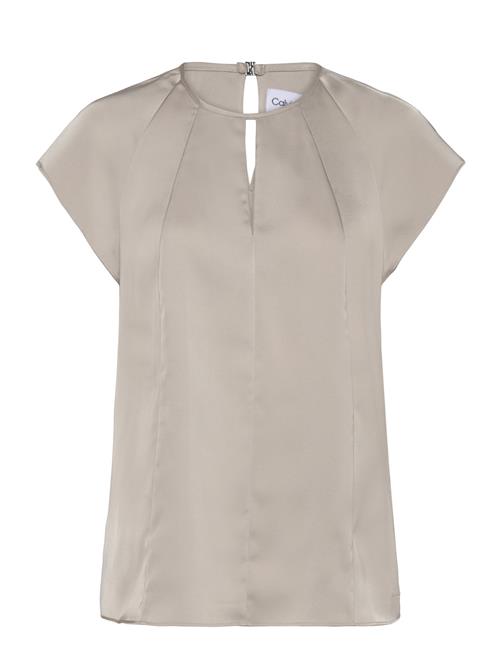 Calvin Klein Shiny Satin Ss Blouse Calvin Klein Silver